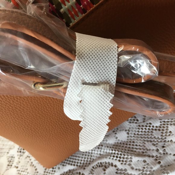 NWT JUSTFAB SATCHEL, OUT OF OFFICE, COGNAC MULTI - Picture 7 of 11